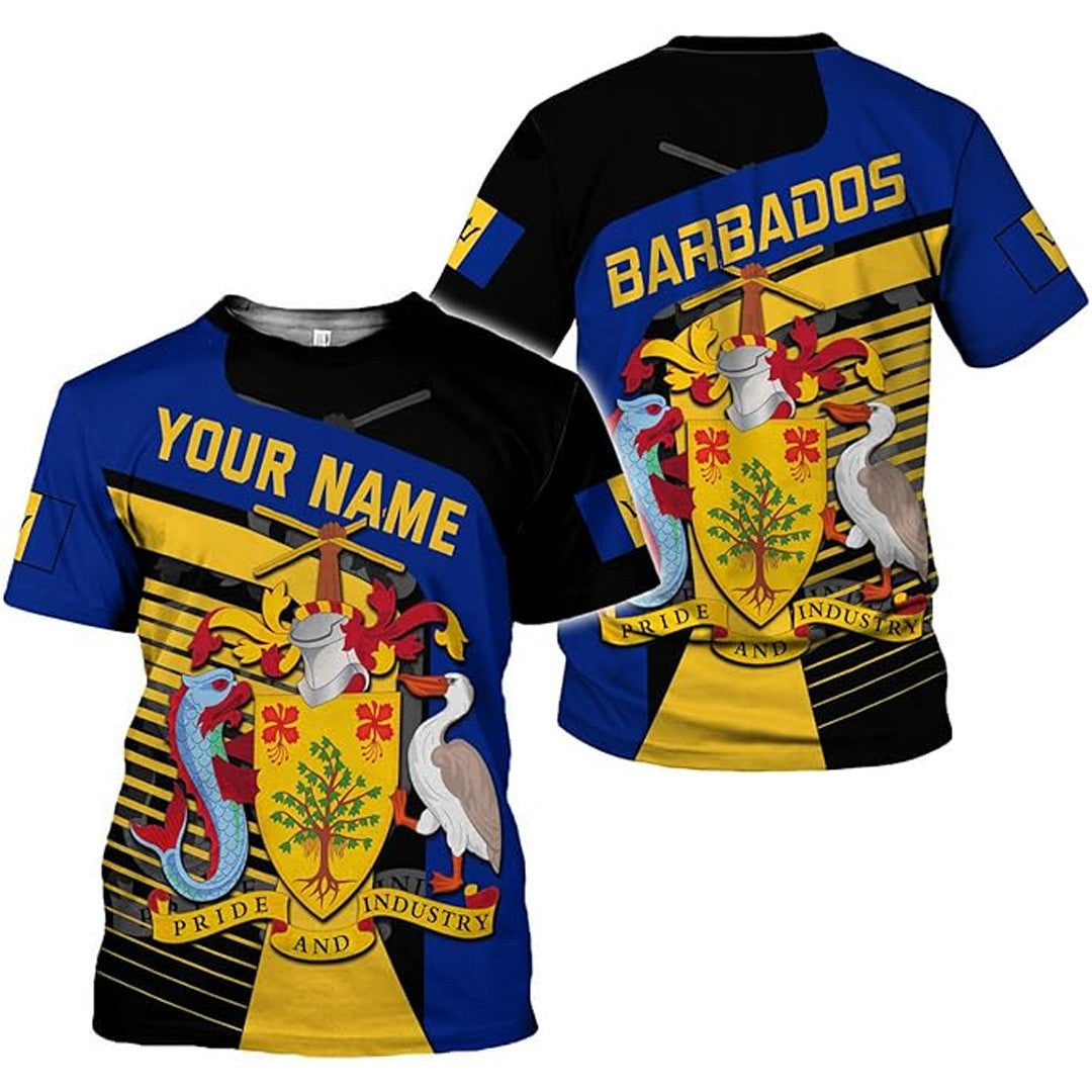 T Shirt Country Custom Barbados Symbol Coat Of Arms, Style My One True Goal T Shirt