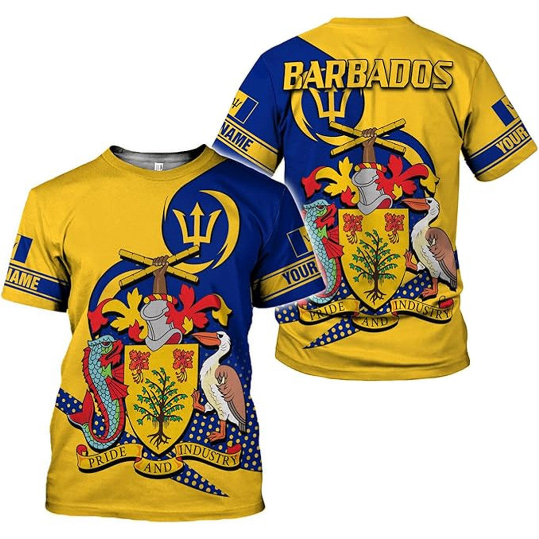 T Shirt Country Custom Barbados Symbol Coat Of Arms, Style In All My Thought T Shirt