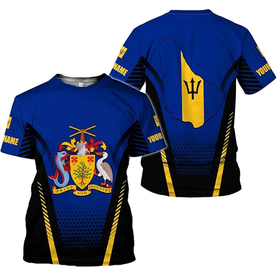 T Shirt Country Custom Barbados Symbol Coat Of Arms, Barbados Flag, Barbados Flag And Map T Shirt