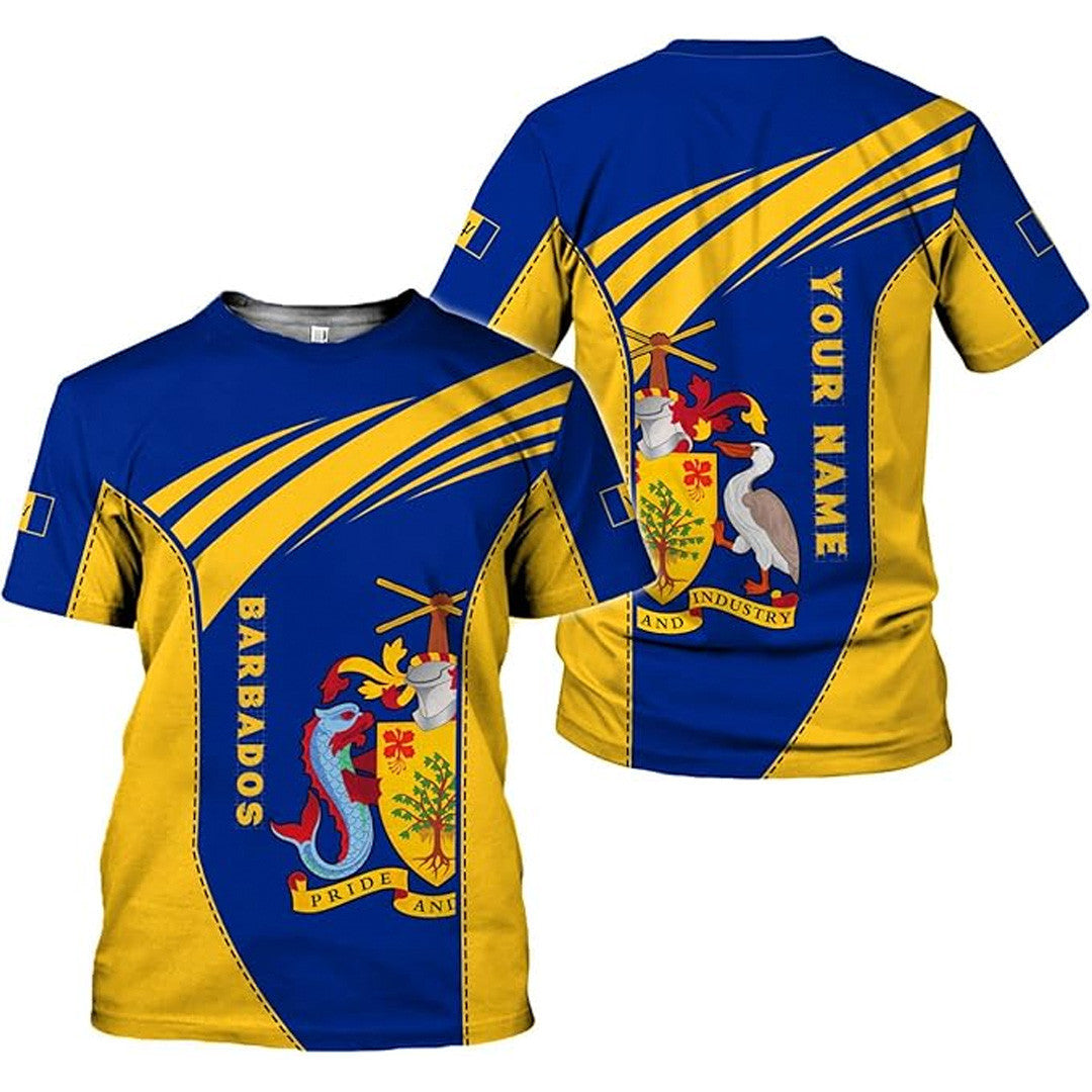 T Shirt Country Custom Barbados Symbol Coat Of Arms, Style All Of Barbados T Shirt