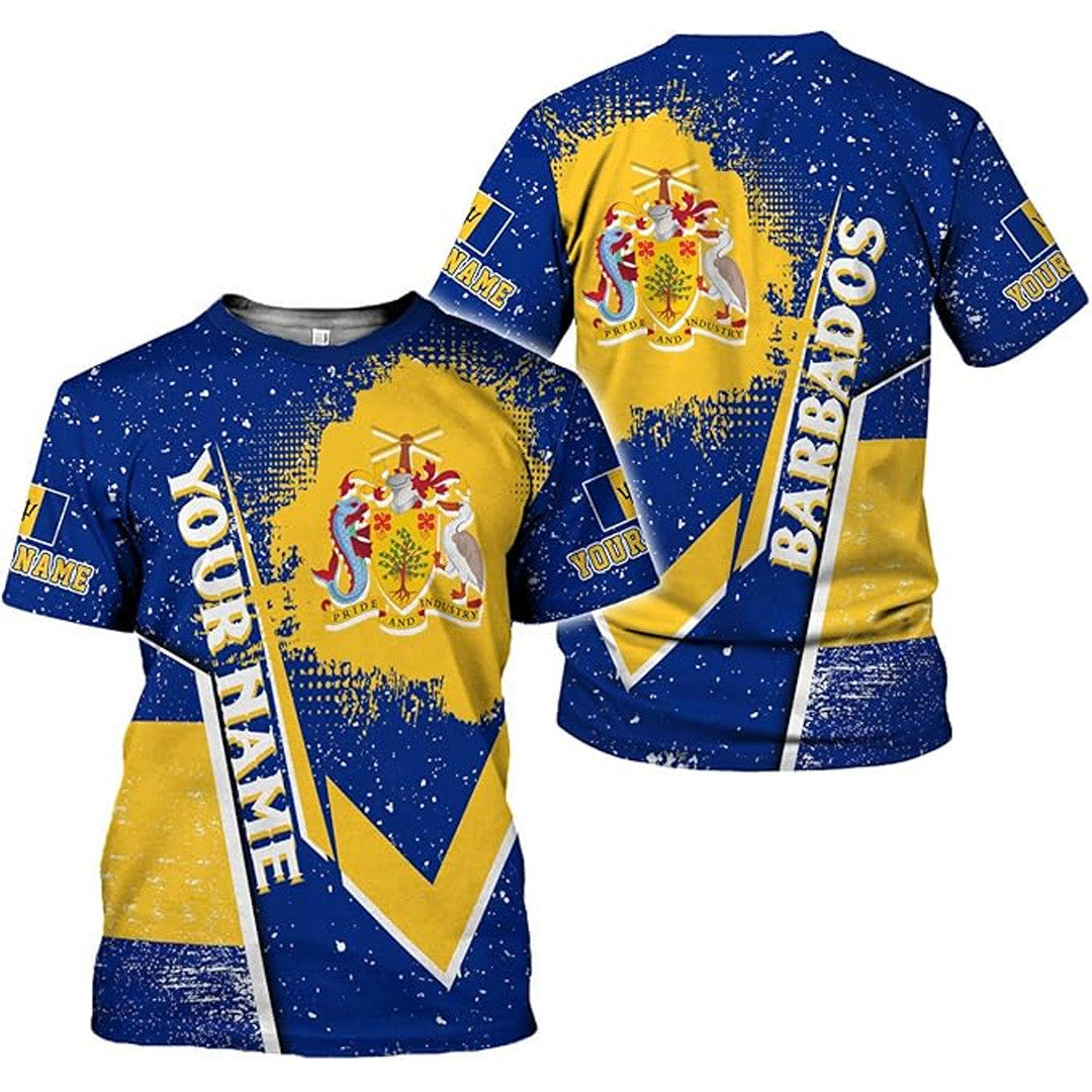 T Shirt Country Custom Barbados Symbol Coat Of Arms, Fashionable Snow Style T Shirt