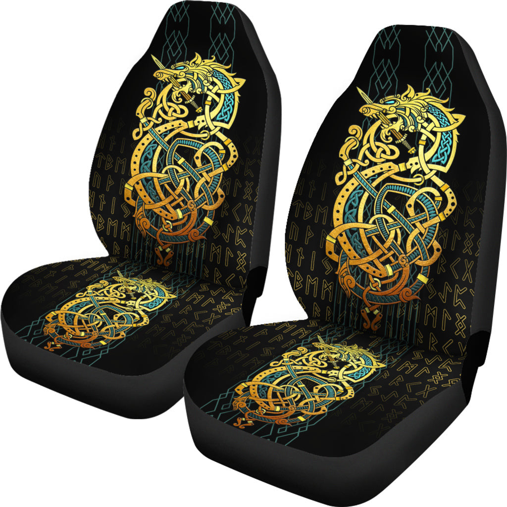 Car Seat Covers Fenrir Tattoo Celtic Gold Rune Car Seat Covers