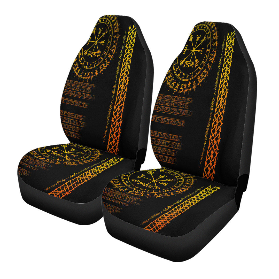 Celtic Car Seat Cover Vegvisir And Rune Gold Style Car Seat Cover