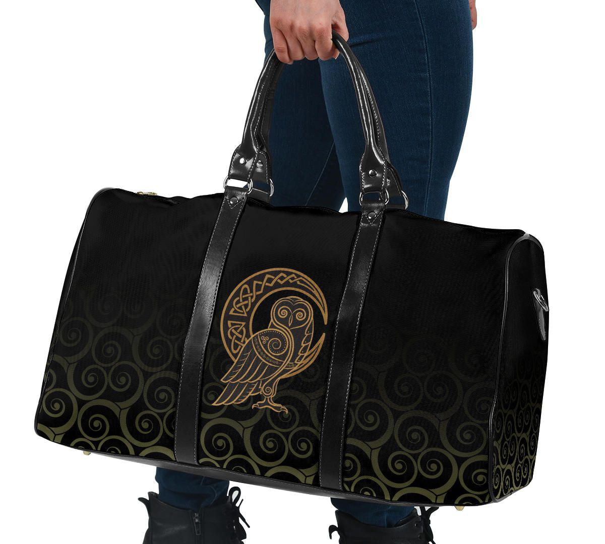 Travel Bag Owl Celtic On Triskels Background