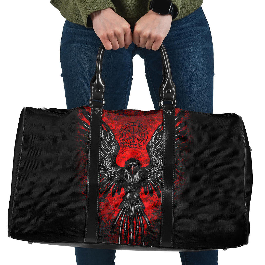 Bag Viking Raven Vegvisir Blood Background Travel Bag