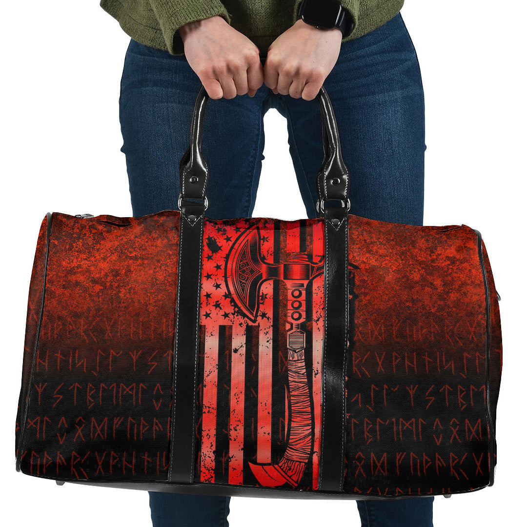 Bag USA Flag Viking Cool American Norsemen Red Version Travel Bag