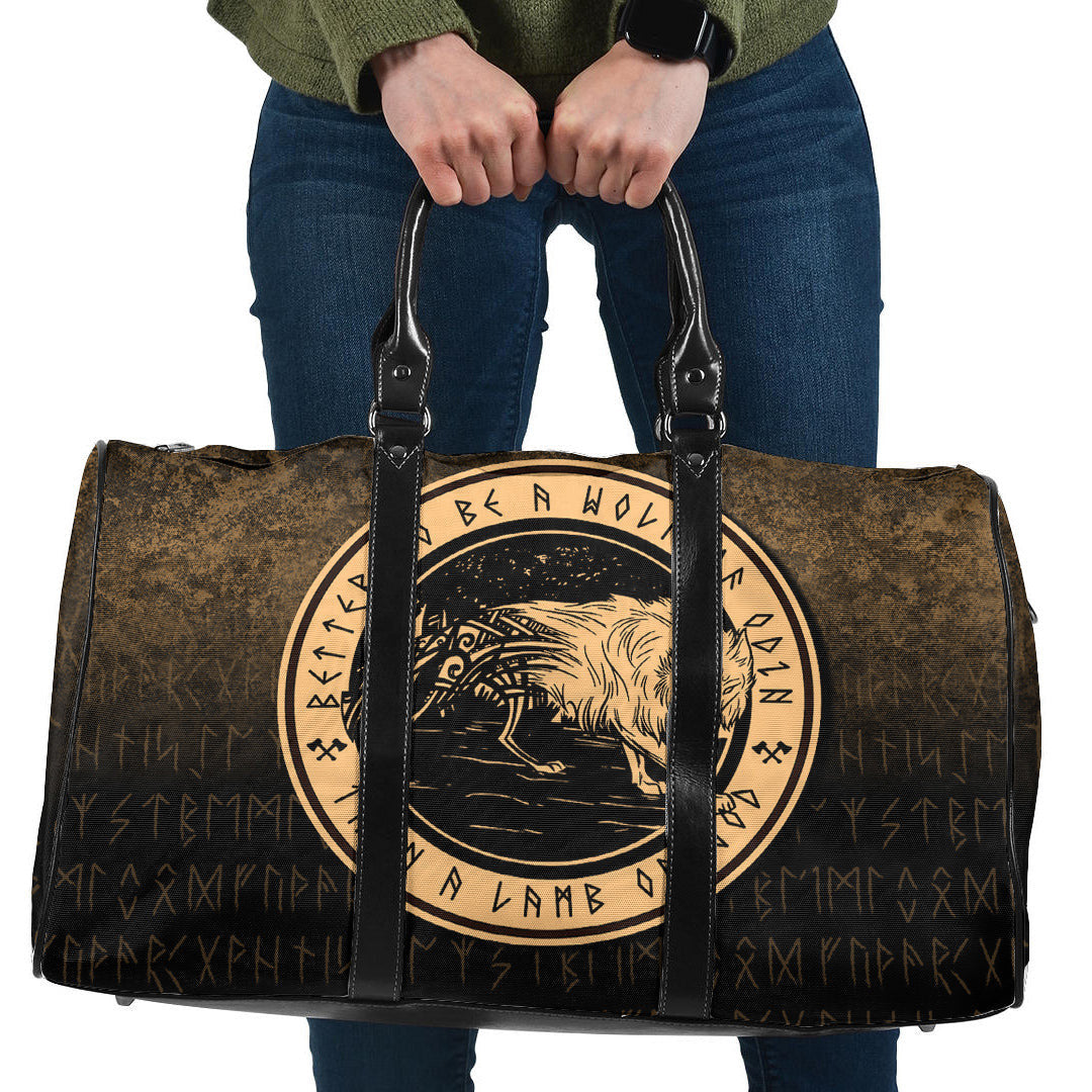 Bag Viking Vegvisir Rune with Crow Gold Version Travel Bag