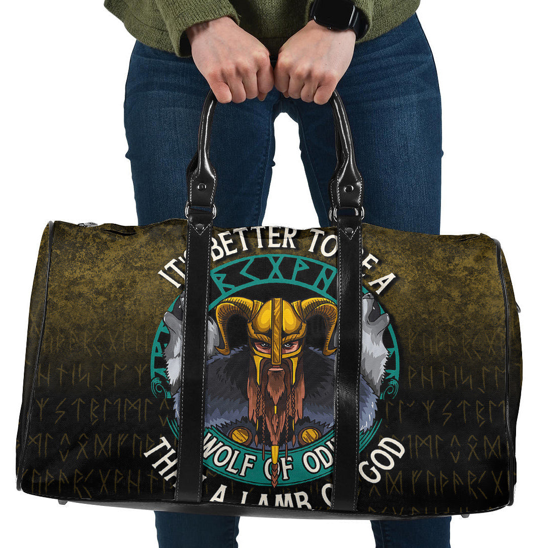 Bag Its Better To Be A Wolf Of Odin Than A Lamb Of God Cyan Version Travel Bag