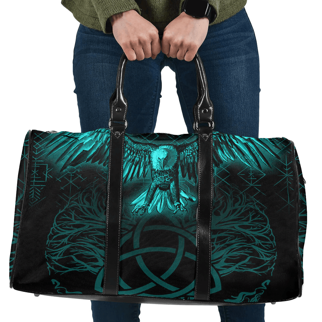 Bag Raven Tree Cletic Turquoise Viking Travel Bag