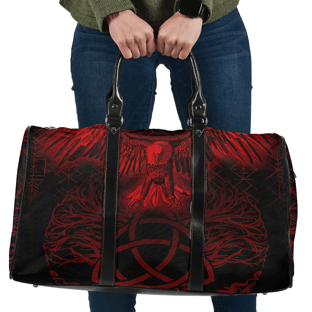 Bag Raven Tree Cletic Red Viking Travel Bag