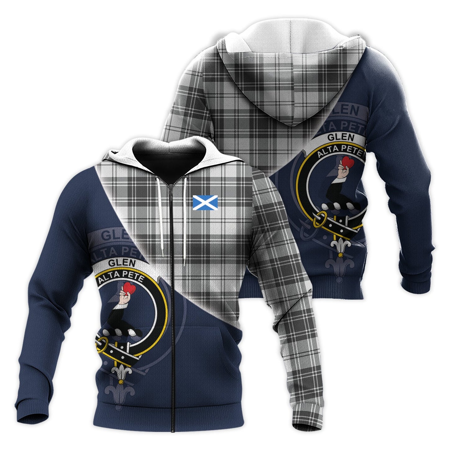 Printivon Glen Tartan Scottish Crest Hoodie