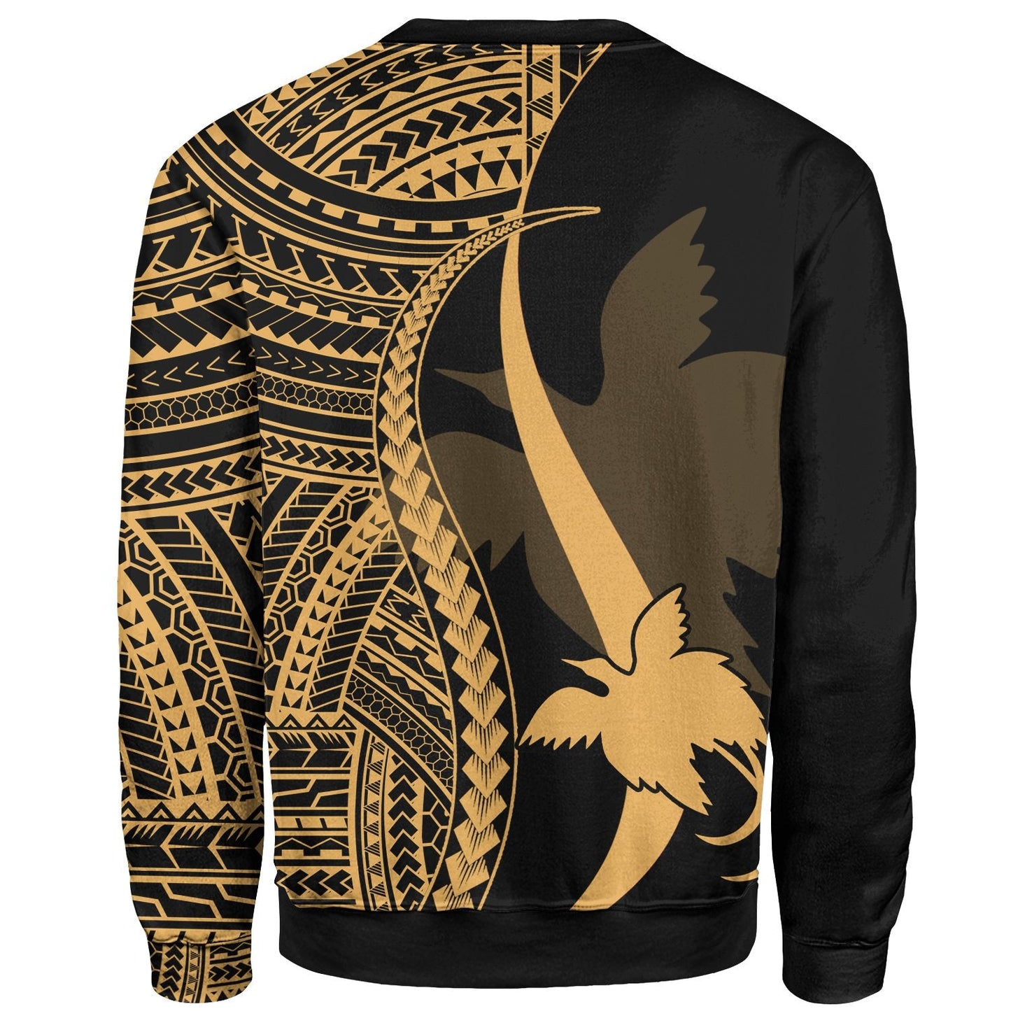 Papua New Guinea Sweatshirt Gold Polynesian Tentacle Tribal Pattern
