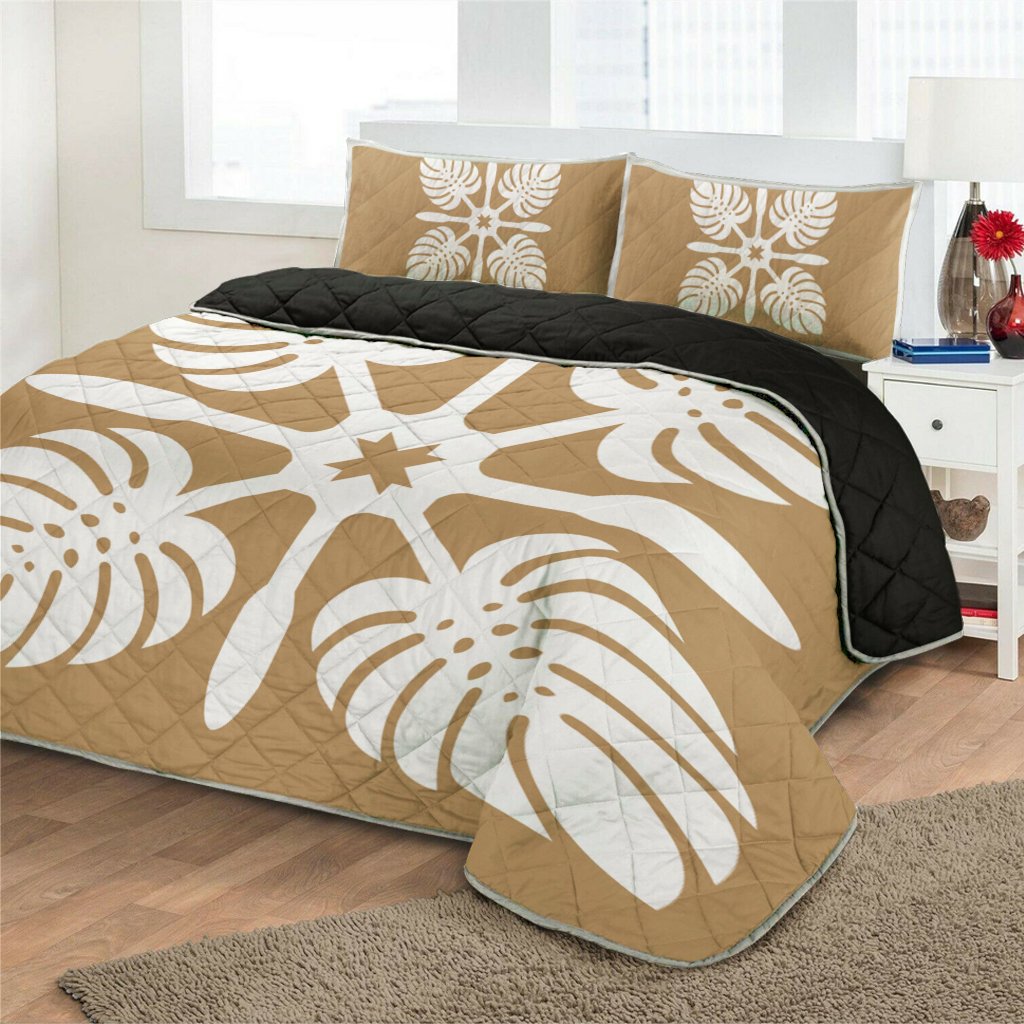 Hawaiian Royal Pattern Quilt Bed Set Gold I3 Style AH