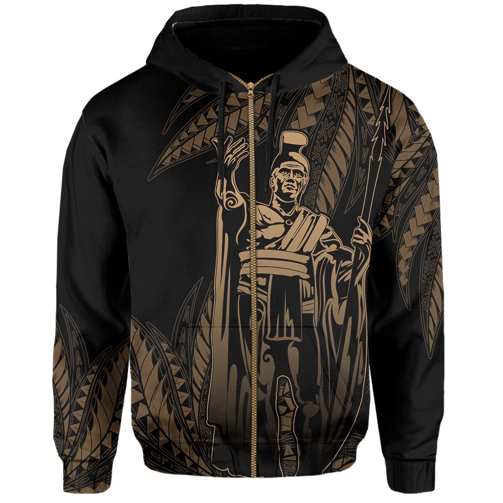 Hawaii King Polynesian Hoodie (Zip up) Durk Style Gold AH