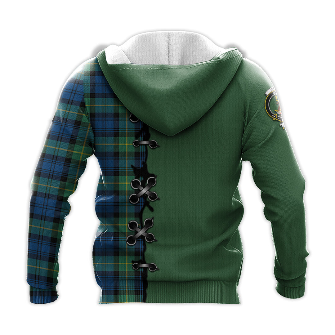 Printivon Gordon Ancient Tartan Hoodie Lion Rampant And Celtic Thistle Style