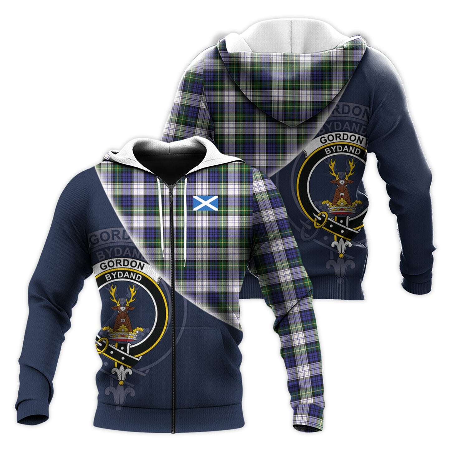 Printivon Gordon Dress Modern Tartan Scottish Crest Hoodie
