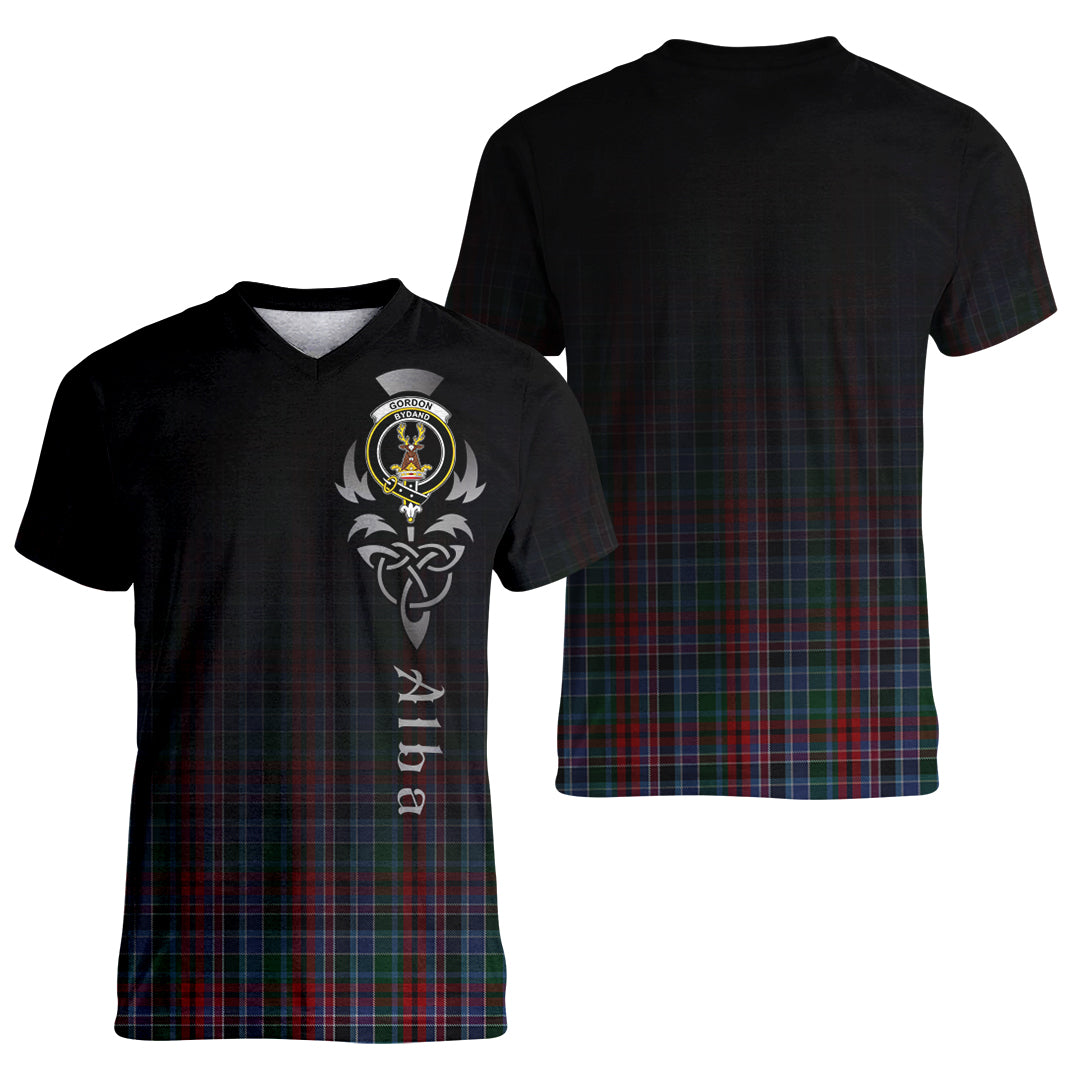 Printivon Gordon Red Tartan Crest Alba Celtic T Shirt