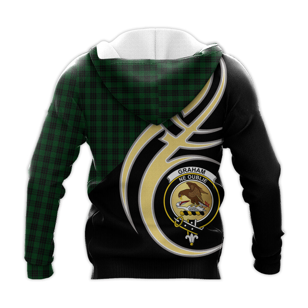 Printivon Graham Clan Believe In Me Crest Tartan Knitted Hoodie Custom Your Text
