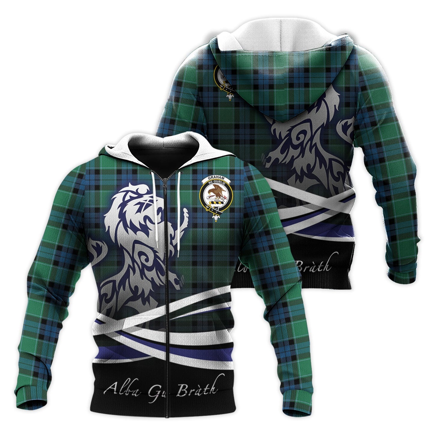 Printivon Graham Of Menteith Ancient Tartan Scottish Lion Hoodie