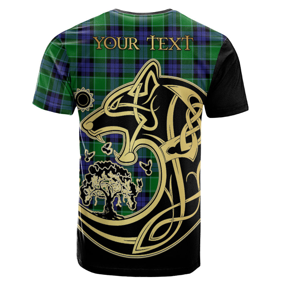 Printivon Graham of Menteith Modern Crest Celtic Wolf Tartan T Shirt Custom Your Text