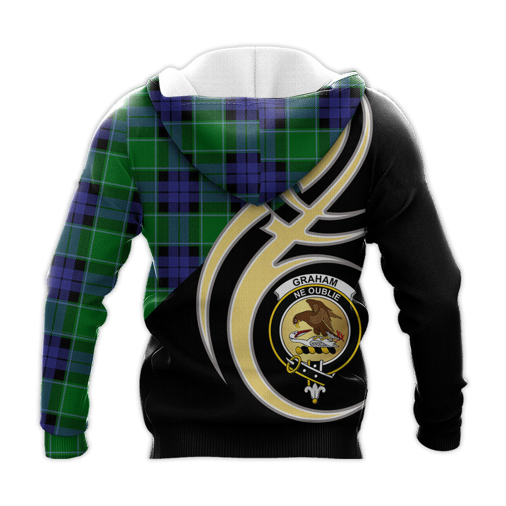 Printivon Graham Of Menteith Modern Clan Believe In Me Crest Tartan Knitted Hoodie Custom Your Text