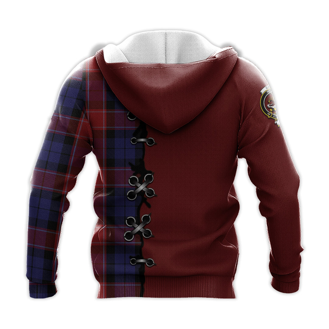Printivon Graham Of Menteith Red Tartan Hoodie Lion Rampant And Celtic Thistle Style
