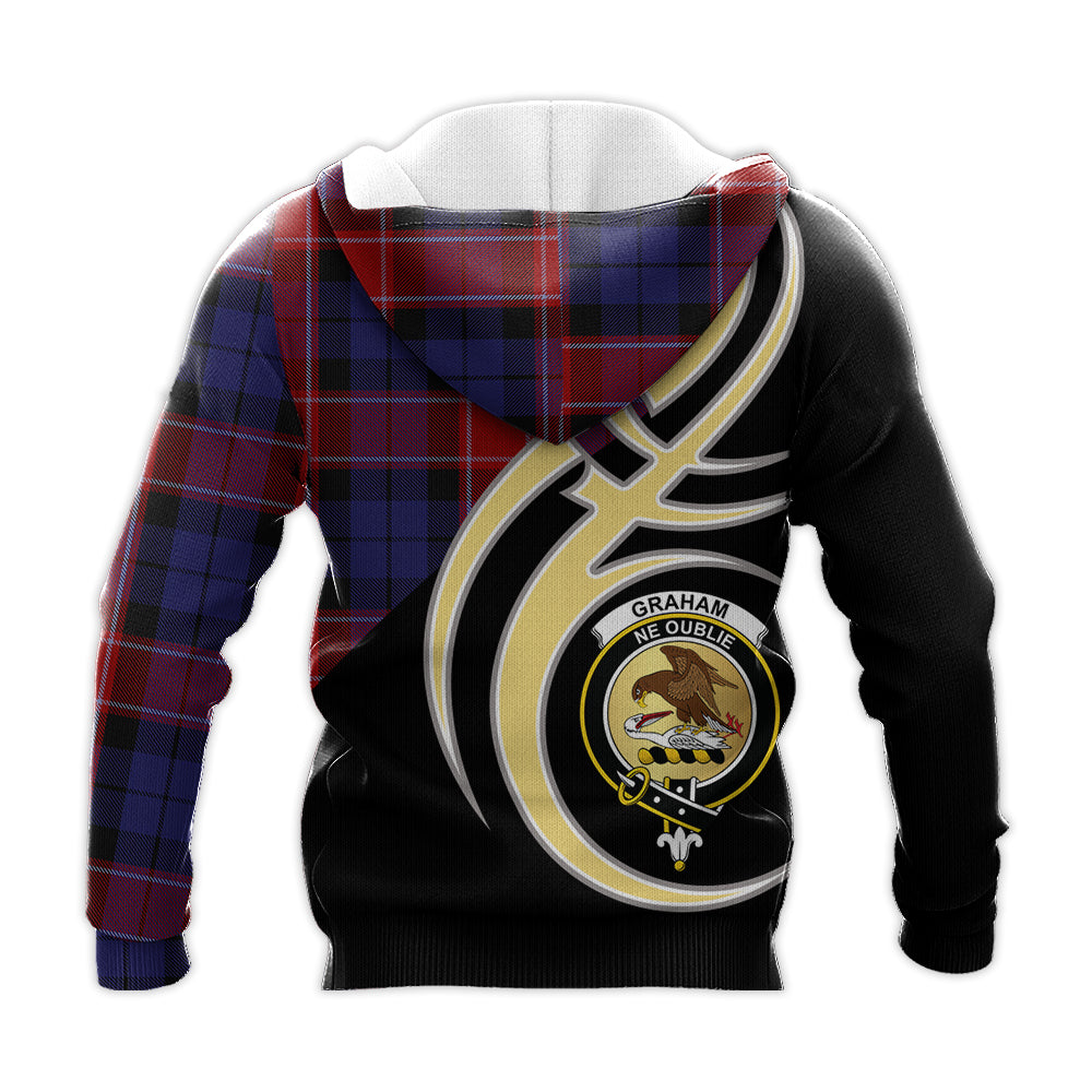 Printivon Graham Of Menteith Red Clan Believe In Me Crest Tartan Knitted Hoodie Custom Your Text