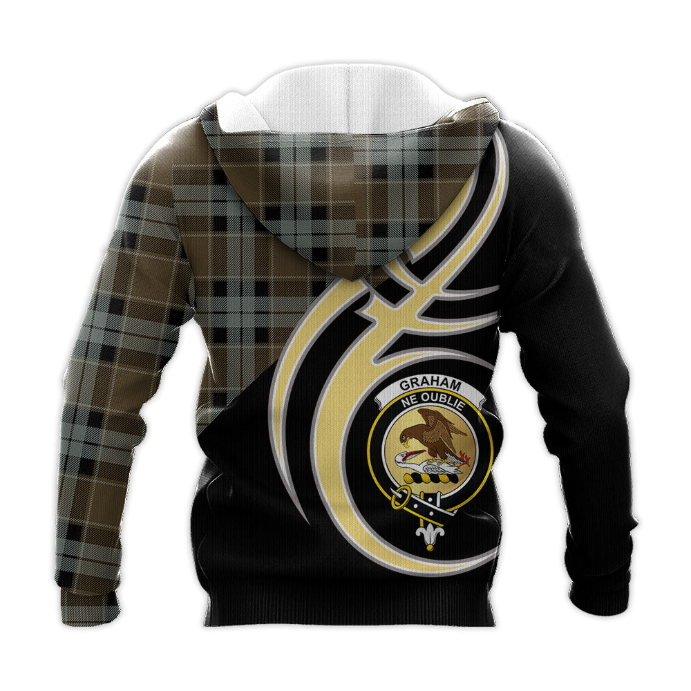 Printivon Graham Of Menteith Weathered Clan Believe In Me Crest Tartan Knitted Hoodie Custom Your Text