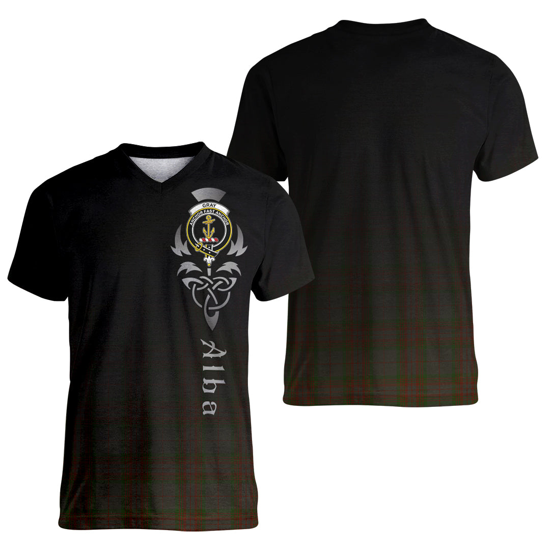 Printivon Gray Tartan Crest Alba Celtic T Shirt