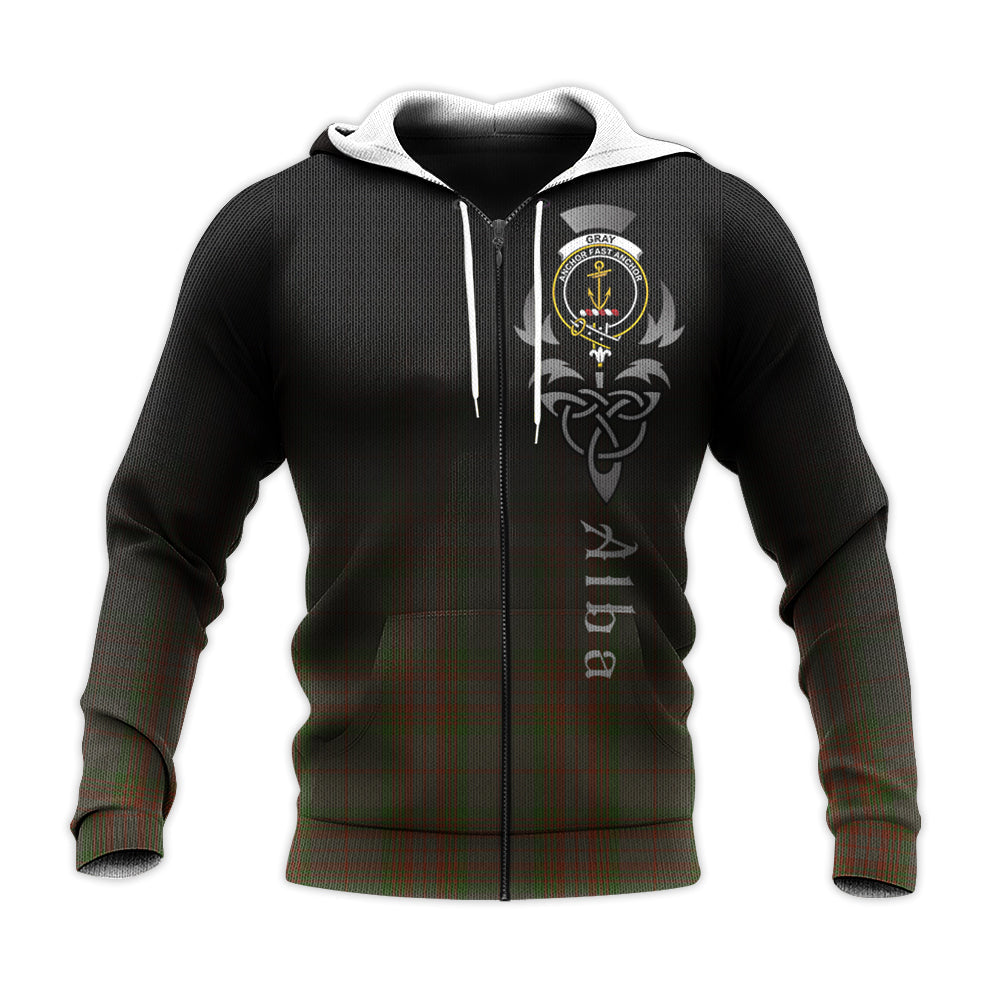 Printivon Gray Tartan Crest Alba Celtic Hoodie