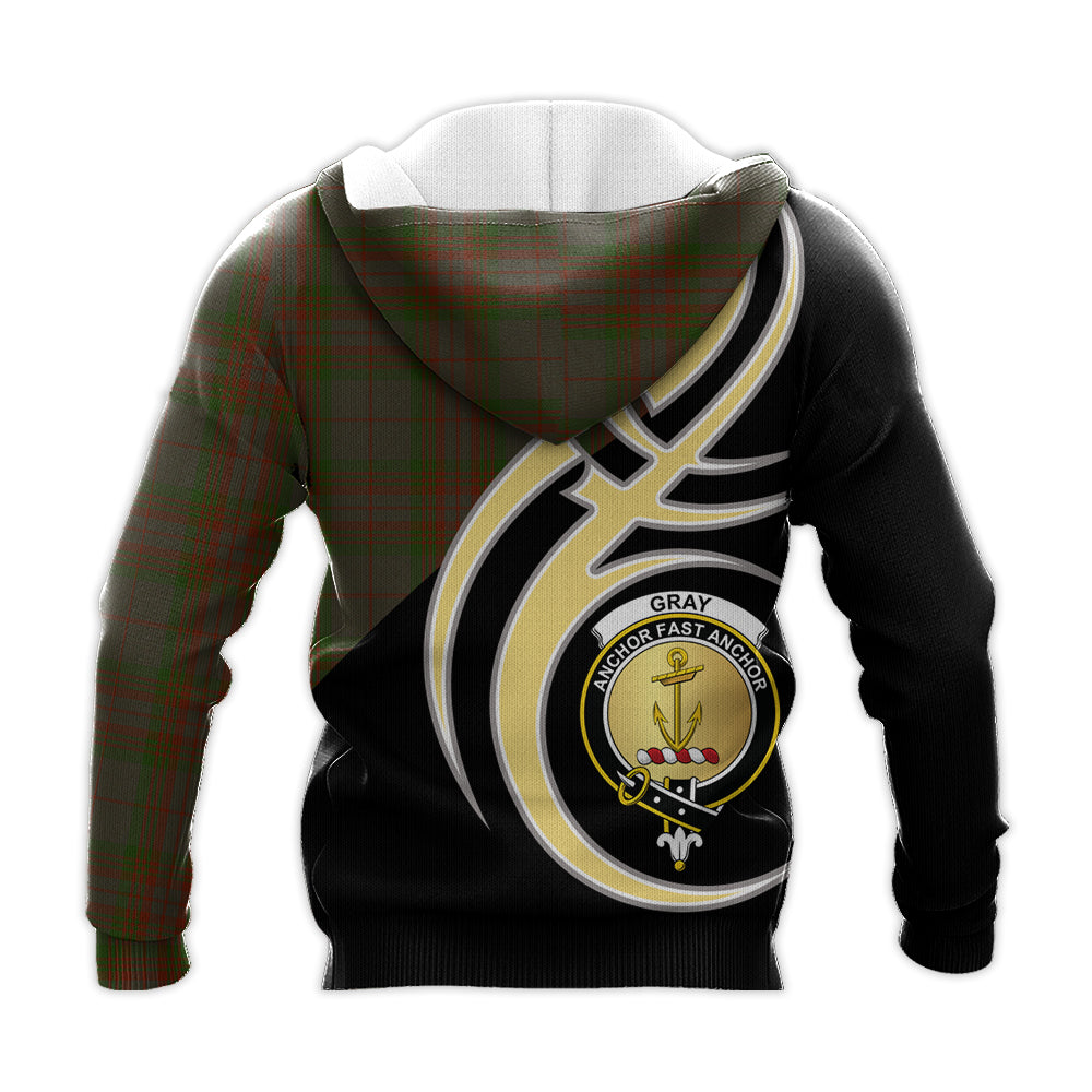 Printivon Gray Clan Believe In Me Crest Tartan Knitted Hoodie Custom Your Text