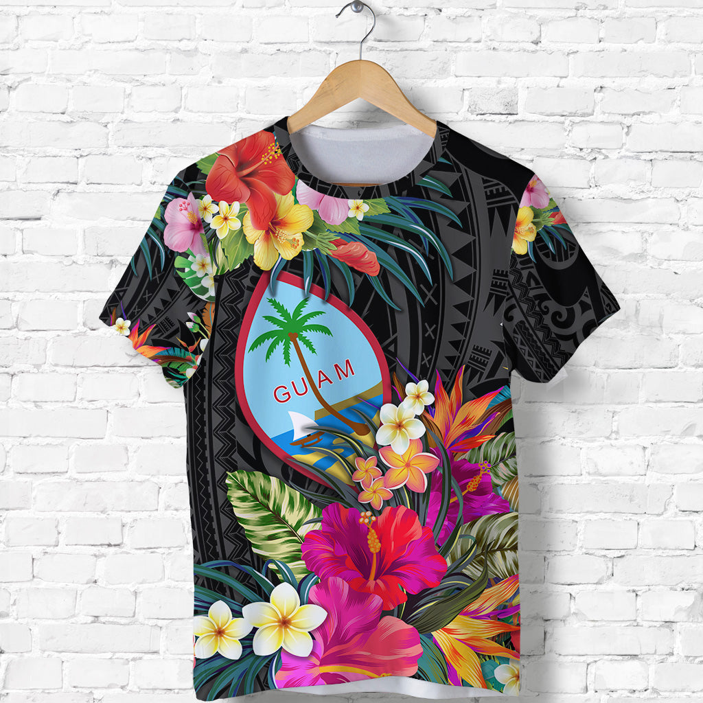 Guam Polynesian T Shirt Tropical Flowers - Colorful Vibes