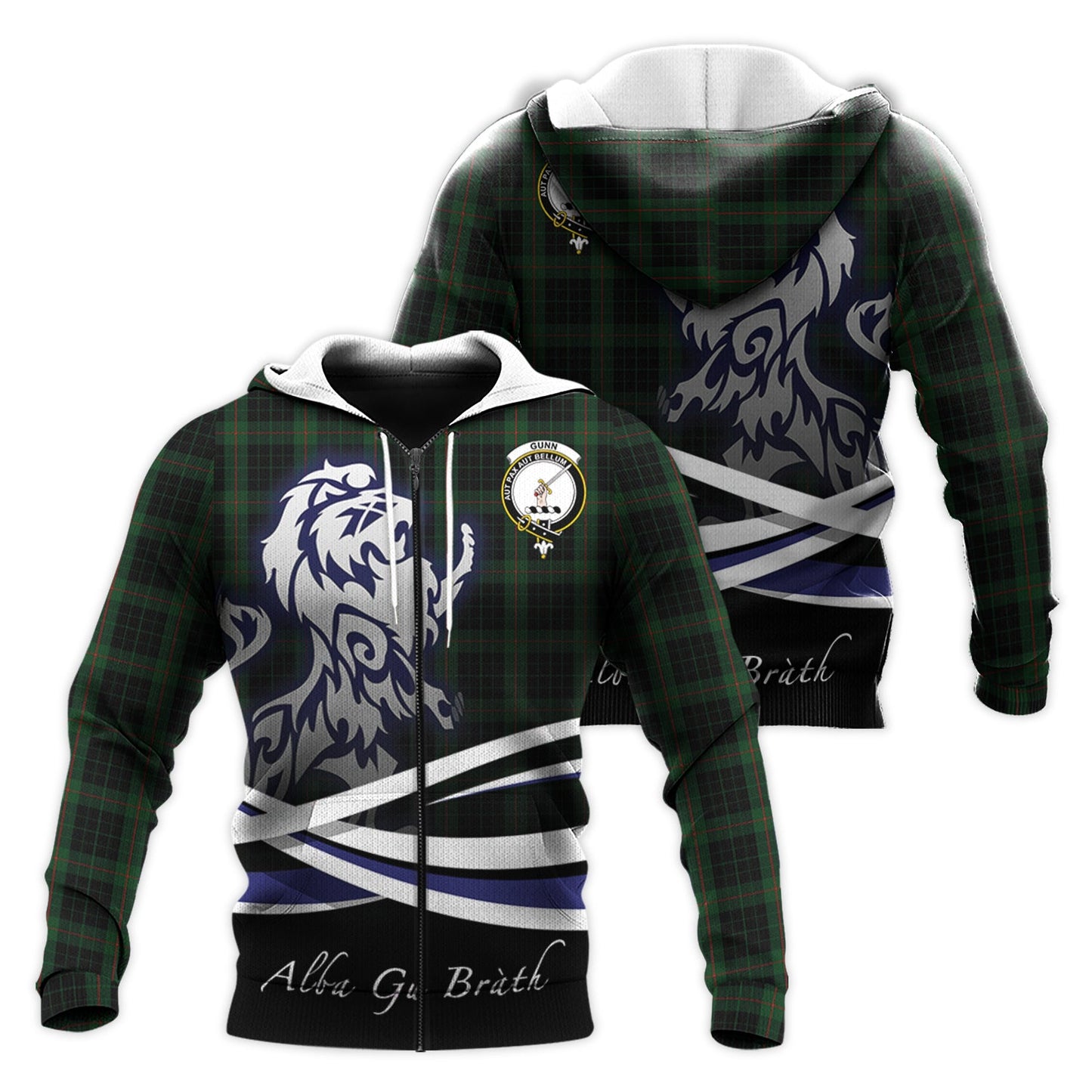 Printivon Gunn Logan Tartan Scottish Lion Hoodie