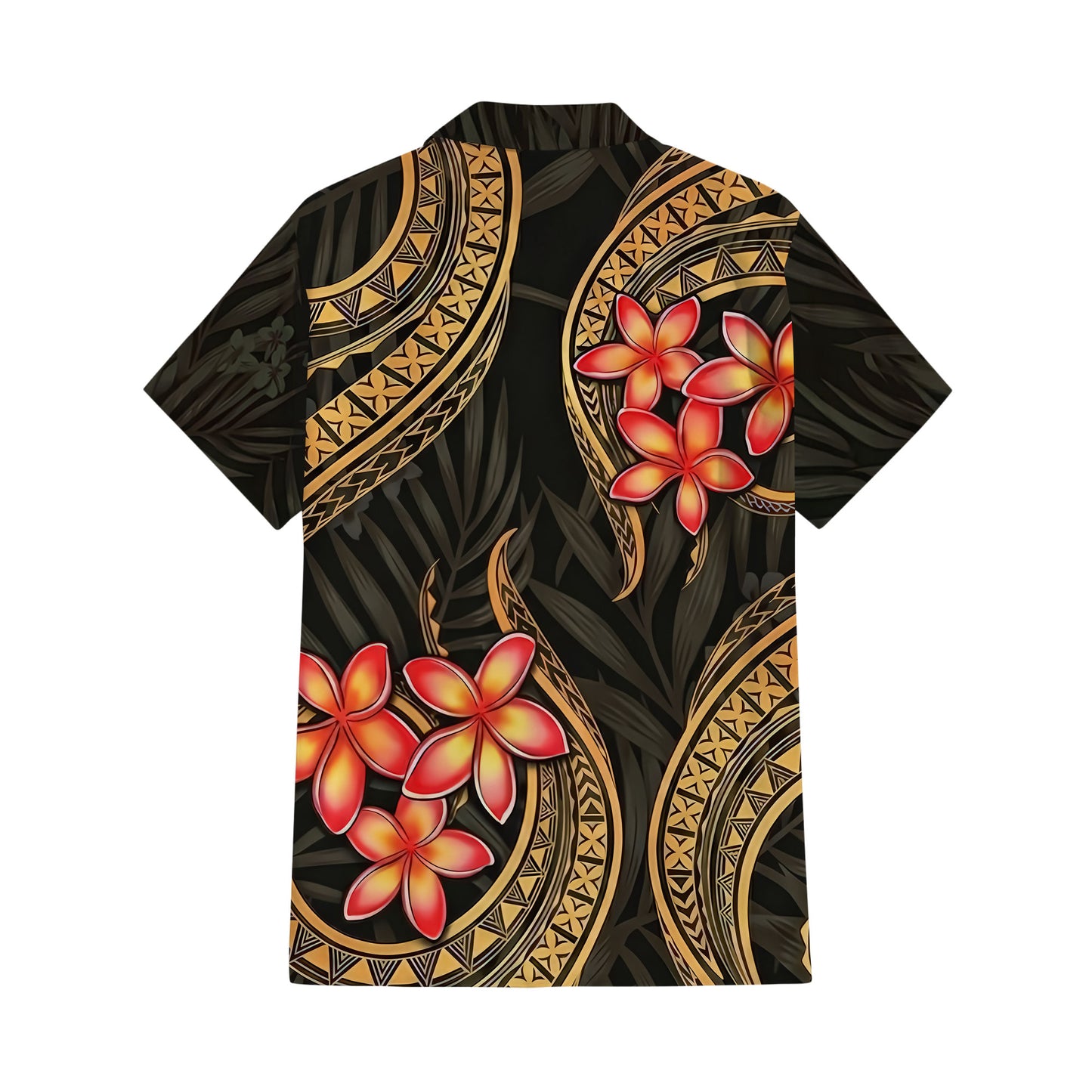 Plumeria Flowers Island Polynesian Tribal Pattern Matching Outfit For Couple Tropical Island Puletasi Dress Man Shirt For Her Him