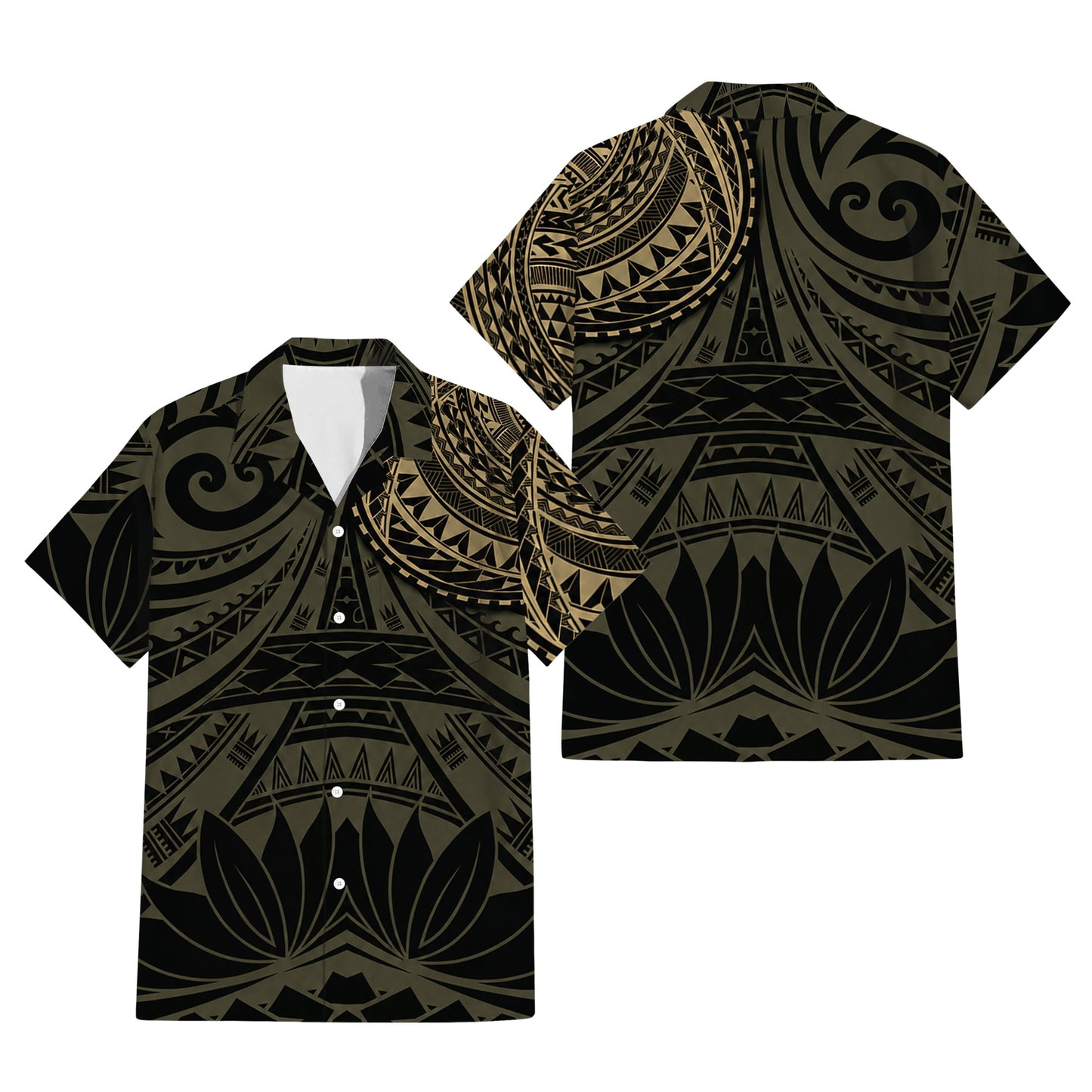 Vintage Polynesian Tribal Black Tropical Island Puletasi Dress And Hawaiian Shirt For Her Him