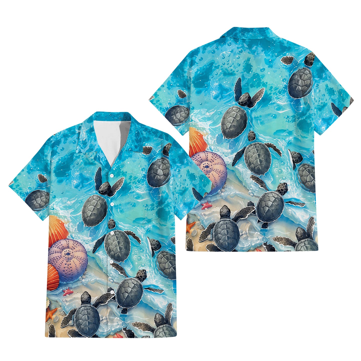 Polynesian Sea Turtle Matching Outfit For Couple Island Puletasi Dress And Hawaiian Shirt For Her Him