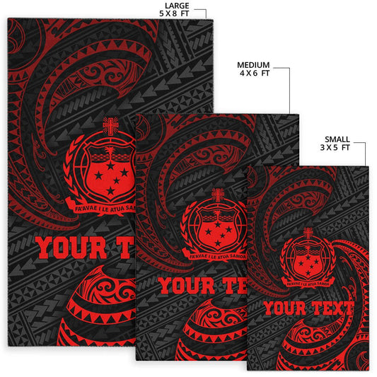 Samoa Polynesian Custom Personalised Area Rug Red Tribal Wave
