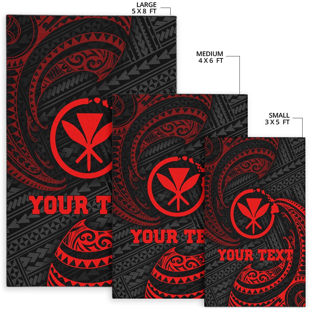 Hawaii Polynesian Custom Personalised Area Rug Red Tribal Wave
