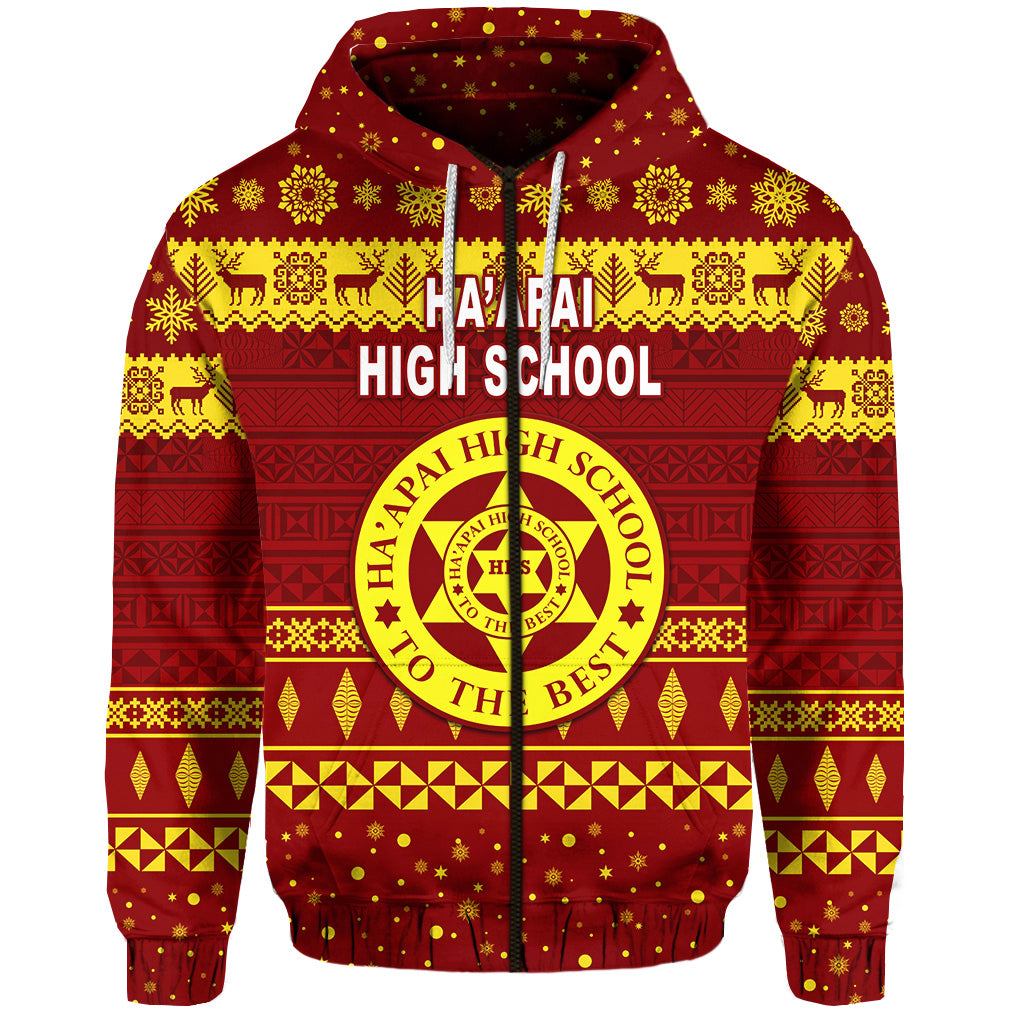 Ha'apai High School Christmas Zip Hoodie Simple Style