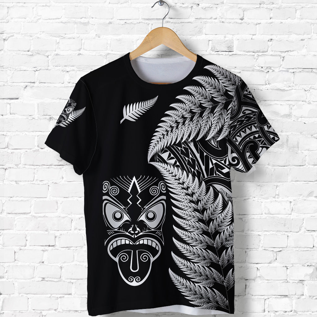 New Zealand Haka Rugby Maori T Shirt Silver Fern Vibes - Black