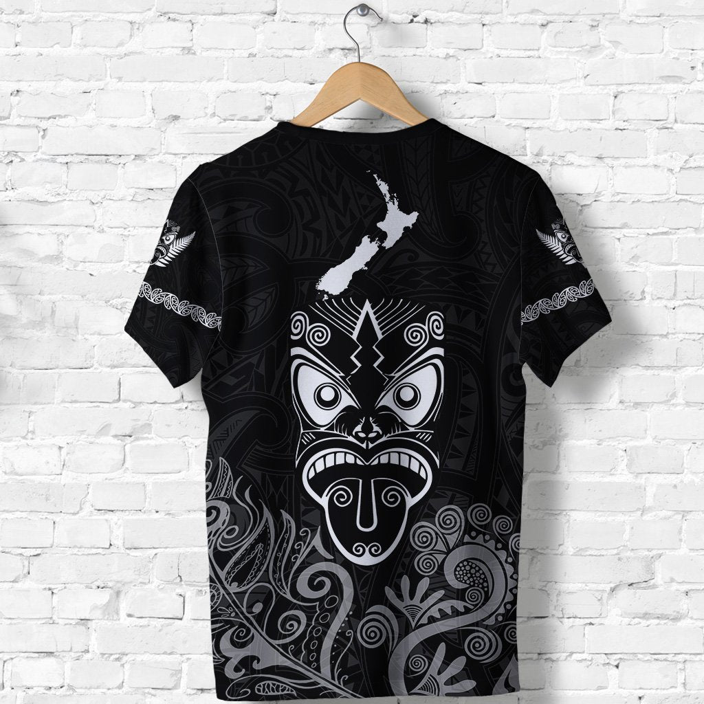 Maori Aotearoa Rugby Haka T Shirt New Zealand Silver Fern - Black