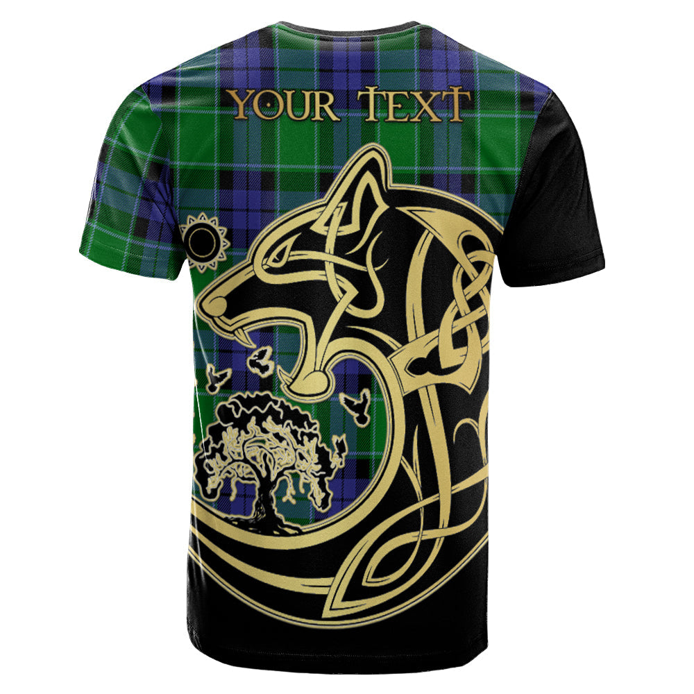 Printivon Haldane Crest Celtic Wolf Tartan T Shirt Custom Your Text