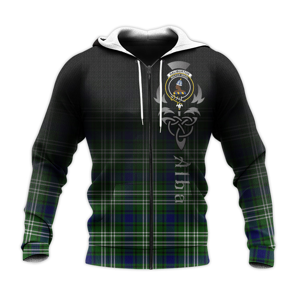 Printivon Haliburton Tartan Crest Alba Celtic Hoodie