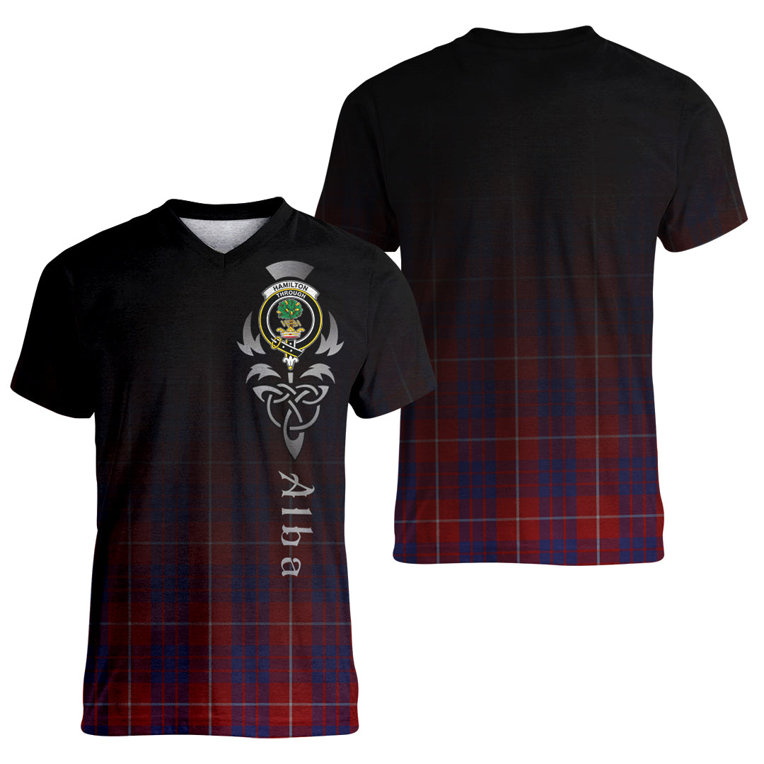 Printivon Hamilton Tartan Crest Alba Celtic T Shirt