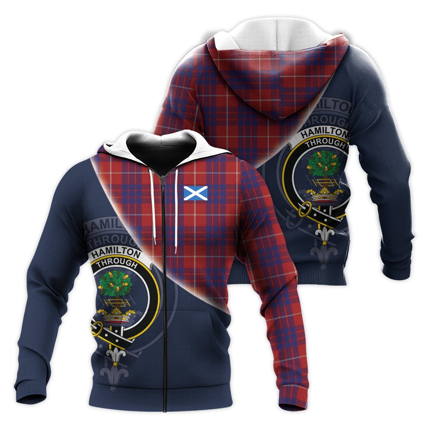 Printivon Hamilton Tartan Scottish Crest Hoodie