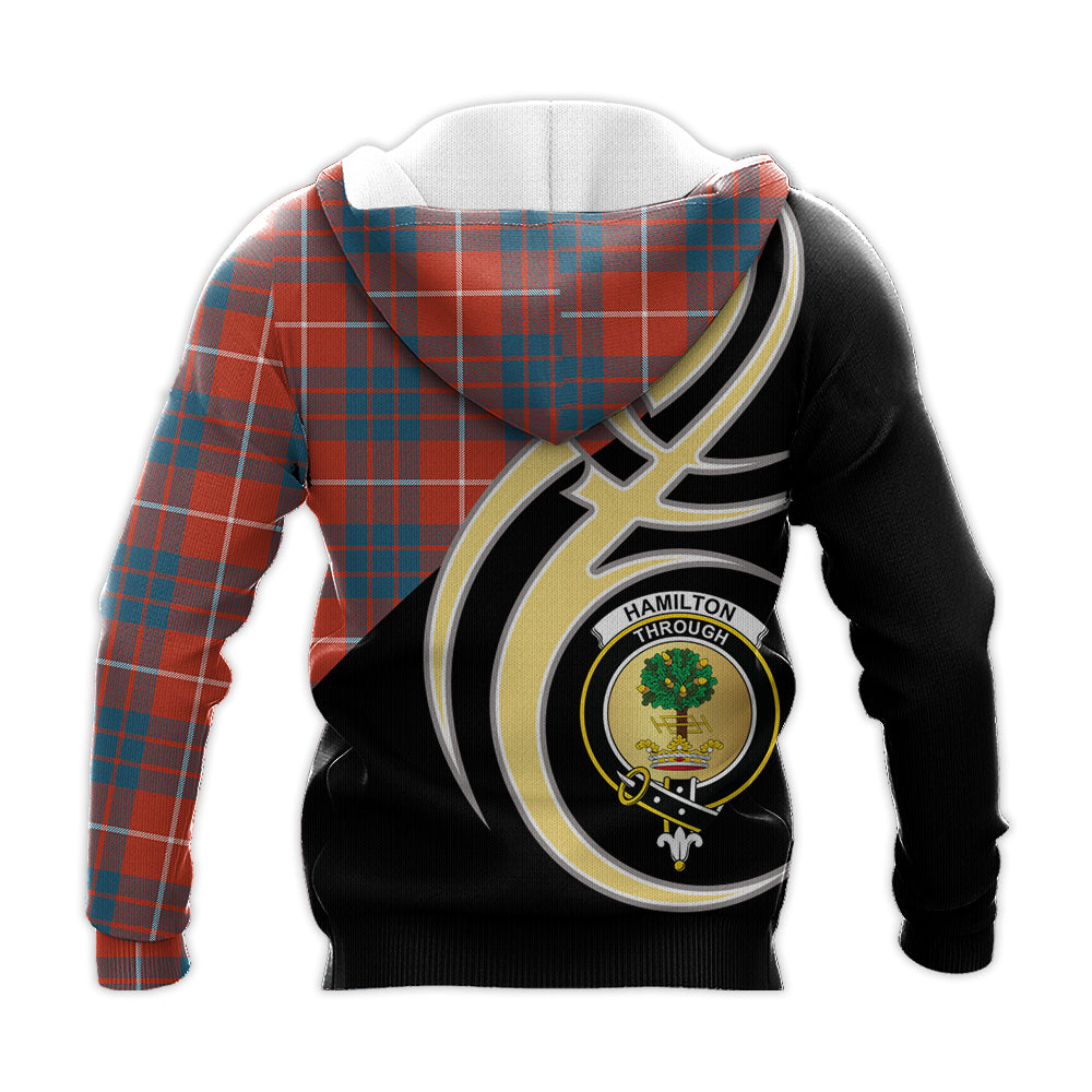 Printivon Hamilton Ancient Clan Believe In Me Crest Tartan Knitted Hoodie Custom Your Text