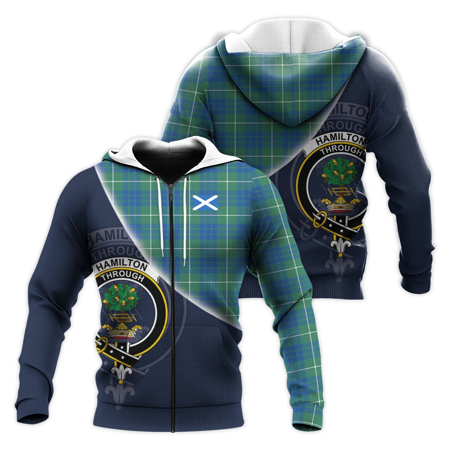 Printivon Hamilton Hunting Ancient Tartan Scottish Crest Hoodie