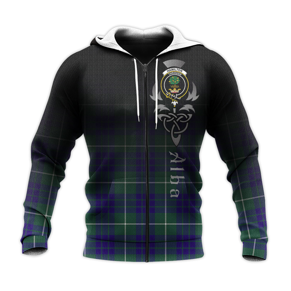 Printivon Hamilton Hunting Modern Tartan Crest Alba Celtic Hoodie