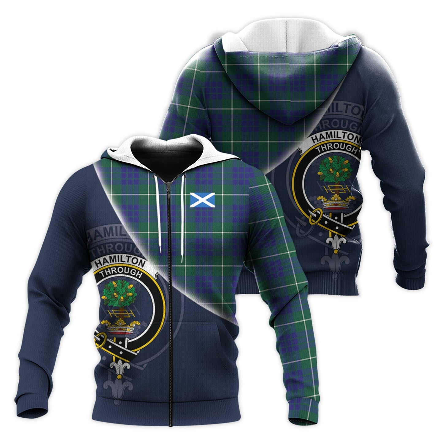 Printivon Hamilton Hunting Modern Tartan Scottish Crest Hoodie