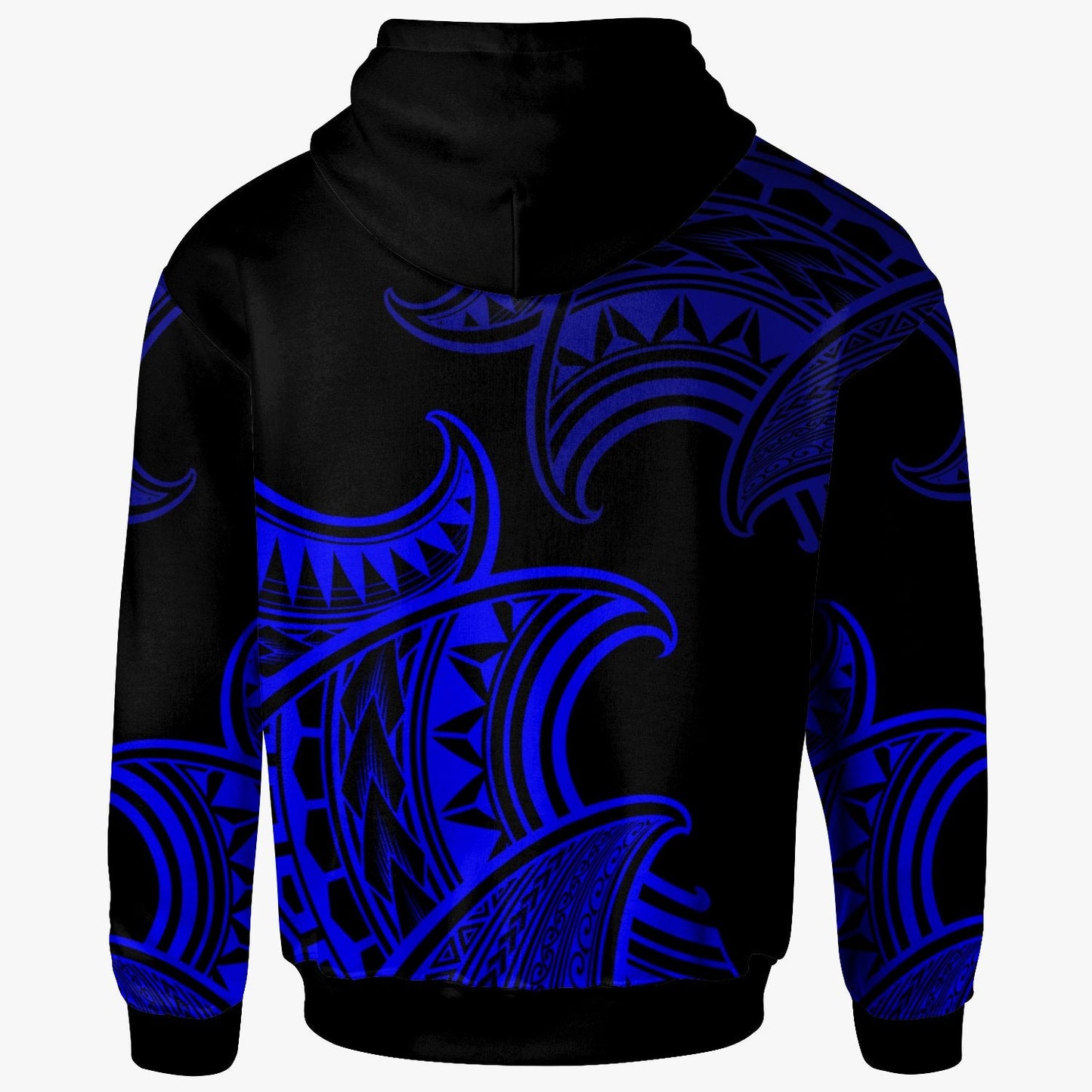 Hawaii Polynesian Hoodie Hammerhead Shark Tribal Pattern Blue